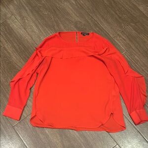 Banana Republic Women's Red Blouse with a Ruffle